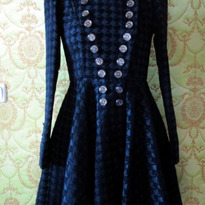 CUSTOM MADE Alexander Mcqueen inspired wool  black coat with silver buttons