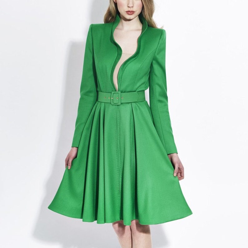 CUSTOM MADE Catherine Walkers Emerald green belted cocktail dress image 2