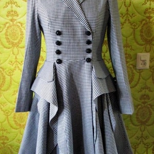 CUSTOM MADE Alexander McQueen inspired black and white houndstooth samurai skirt coat