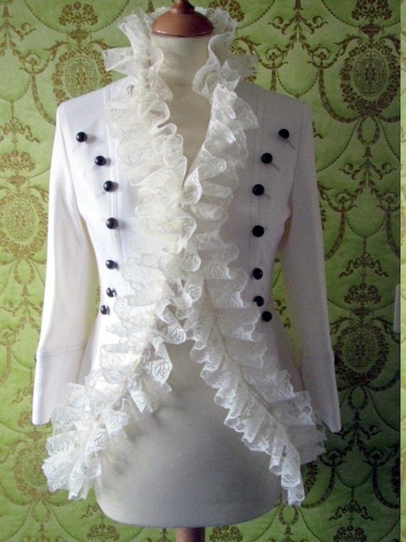 Alexander Mcqueen Inspired Lace Ruffle Trim Tailcoat - Military