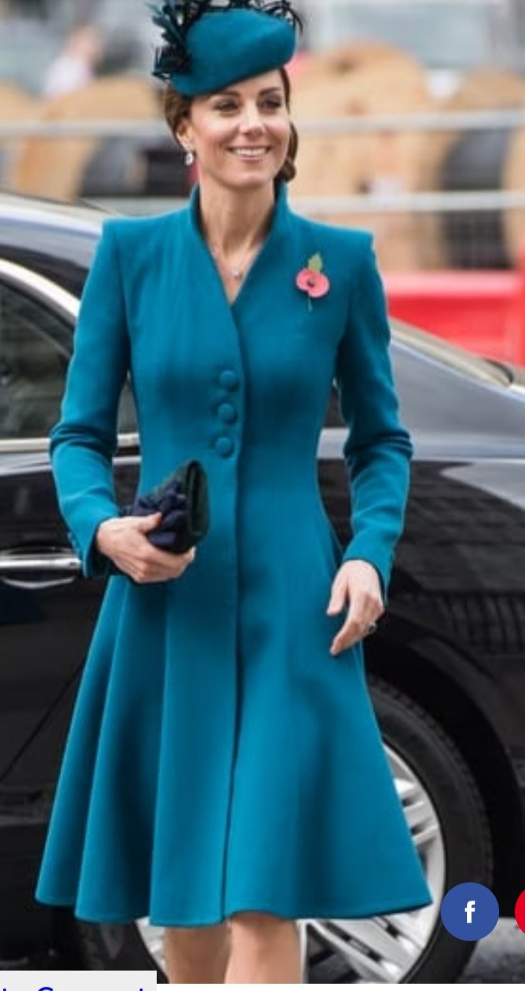 CUSTOM MADE Kate Middleton Teal Coat for Anzac Day Service at