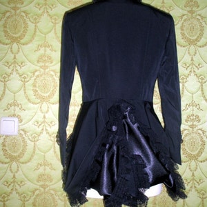 CUSTOM MADE Alexander Mcqueen inspired Lace ruffle trim tailcoat military style jacket image 5