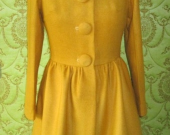 CUSTOM MADE RED Valentino collection inspired back bow wool mustard yellow coat