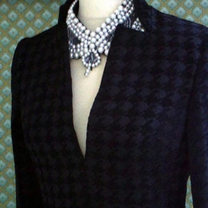 CUSTOM MADE Worn by Kate Middleton Alexander Mcqueen inspired notch collar houndstooth black jacket image 2