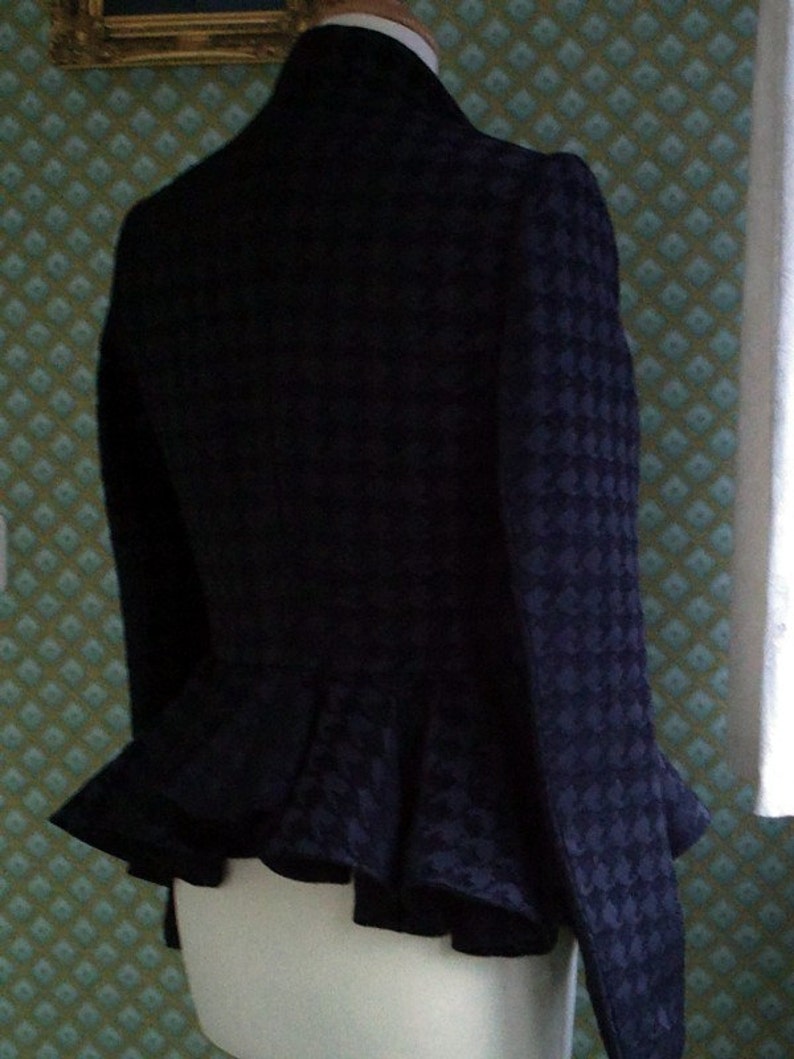 CUSTOM MADE Worn by Kate Middleton Alexander Mcqueen inspired notch collar houndstooth black jacket image 4