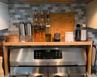 Modern Kitchen Counter Shelf, Wooden Over the Stove Spice Shelf, kitchen Spice Rack Organizer, Gift For Him