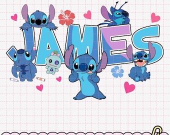 Niestandardowe dopasowywanie nazw do plików PNG, spersonalizowany plik Lilo i Stitch w formacie PNG, niestandardowy plik dopasowujący rodzinę Disneytrip, wakacje w Disneylandzie w 2026 roku w formacie PNG