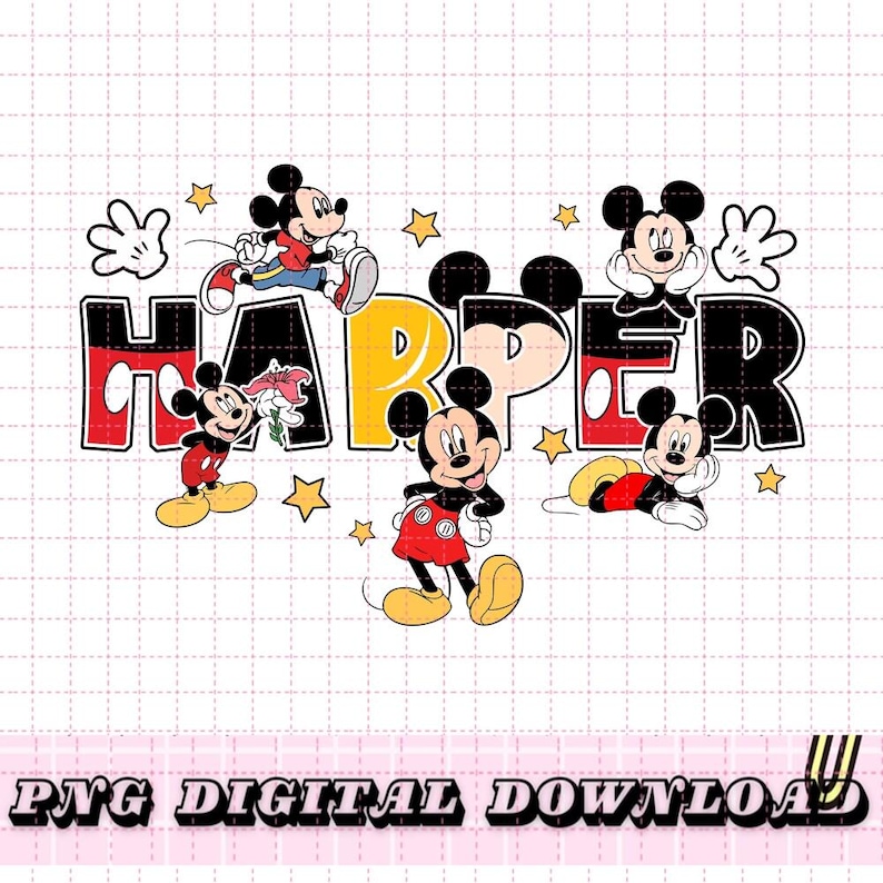 Descarga de Mickey Mouse de Disneyland con nombre personalizado (PNG), Familia Mickey a juego (PNG), Viaje a Disney para mamá y papá (PNG), Regalo de cumpleaños personalizado de Mickey Mouse imagen 1
