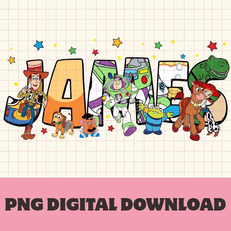 Custom Name Toy Story PNG, Woody and Buzz Disneyland Family Trip Shirt Design, Toy Story Squad PNG Bundle, Digital Download image 1
