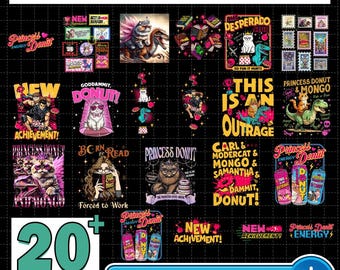 デザイン ダンジョンクローラー カール PNG バンドル、プリンセス ドーナツ キャット PNG、カールとプリンセス、ドーナツ プリンセス マグ PNG、BookTok リーダー DCC ファン