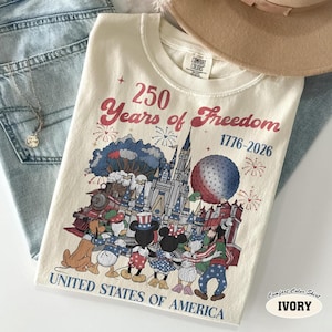 Retro Comfort Colors Mickey 4th July USA 250th Anniversary Shirt, Patriotic Family Matching Trip 2026, Independence Day, WDW Disneyland Tee image 1