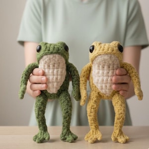 Patrón de rana a crochet – Rana de peluche verde amigurumi para principiantes, PDF digital, juguete de animal y adorno para bolso.