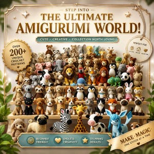 かぎ針編み動物パターン200種類以上セット、あみぐるみパターンメガコレクション、ぬいぐるみ、子供部屋の装飾