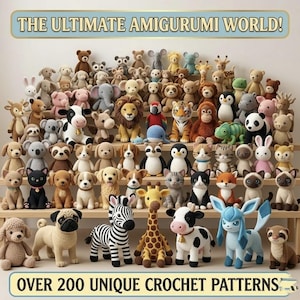 200+ Crochet Animal Patterns Bundle, Amigurumi Pattern Mega Collection, Plush Stuffed Animals, Nursery Decor