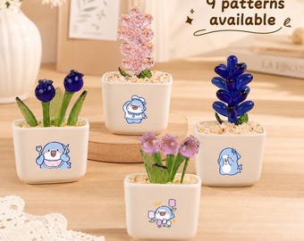 Cartoon Shark Glass Potted Plants, Funny Glass Succulents for Kids, Mini Stained Glass Planter, Cartoon Desk Decor, Fun Gift for Shark Lover