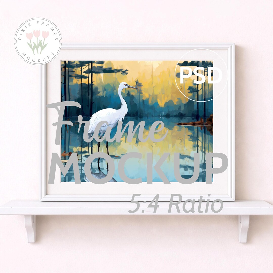White Frame Horizontal Mockup for Art Print Display (PSD With Smart ...