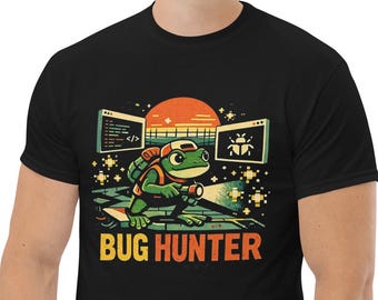 Bug Hunter Frosch Programmierer-T-Shirt, Retro-Geschenk für Programmierer, Softwareentwickler-Shirt