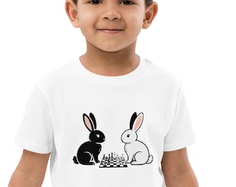 Chess Rabbits – Whimsical Animal Design Organic cotton kids t-shirt