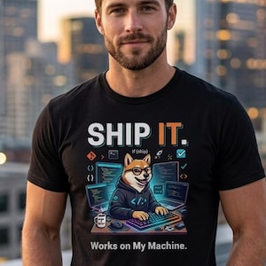 Ship It Programmer T-Shirt, Shiba Inu Coder Tee, Software Developer Gift