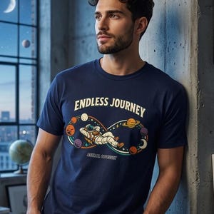 Camiseta espacial Viaje Interminable Astronauta, Bucle Cósmico Infinito, Regalo de Astronomía Retro