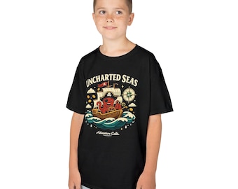 Uncharted Seas Pirate Octopus Kids Tee, Ocean Adventure Youth Shirt