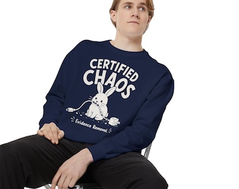 Certified Chaos Bunny Cable Chewer Sweatshirt, Funny Rabbit Owner Gift