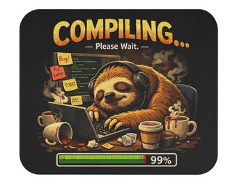 Faultier-Programmierer-Mauspad, Schreibtischunterlage mit Programmierhumor, Bürodekoration für Entwickler (Gaming-Pad)