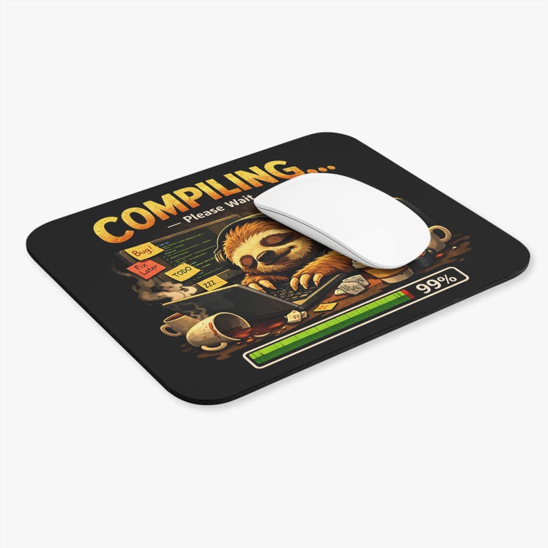 Sloth Programmer Mouse Pad, Coding Humor Desk Mat, Developer Office Decor (Gaming Pad) imagen 3