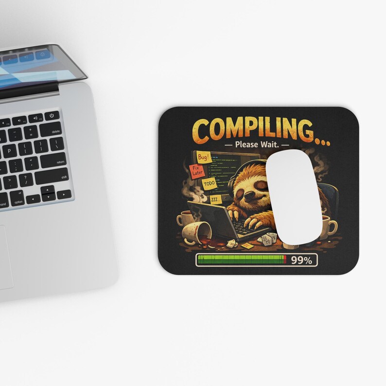 Sloth Programmer Mouse Pad, Coding Humor Desk Mat, Developer Office Decor (Gaming Pad) imagen 4