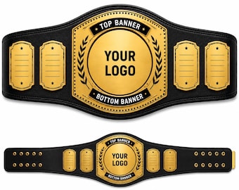 Aangepaste kampioenschapsriem | Gepersonaliseerde sportprijs goud zwart ontwerp