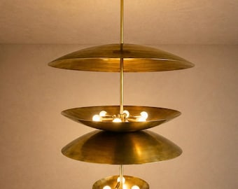 Lámpara de araña de latón de 9 luces, moderna y lujosa, para techo o comedor.