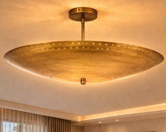 Brass Flush Mount Ceiling Light, Modern Chandelier, Mid Century Ceiling Lamp, Luxury Living Room Lighting, Minimalist Ceiling Fixture
