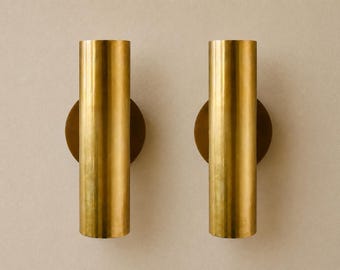 Brass Wall Sconce Up Down Bathroom Vanity Light Modern Cylinder Lamp Mid Century Fixture