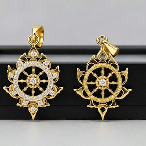 Panchaloha Sudarshana Chakra Pendant, 5-Metal Alloy, 1.1 Inch Spiritual Protection Amulet