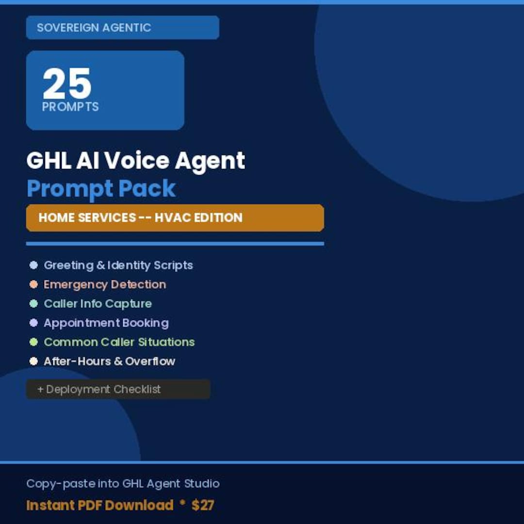 Ghl AI Voice Agent Prompt Pack | 25 Scripts for Hvac Contractors ...