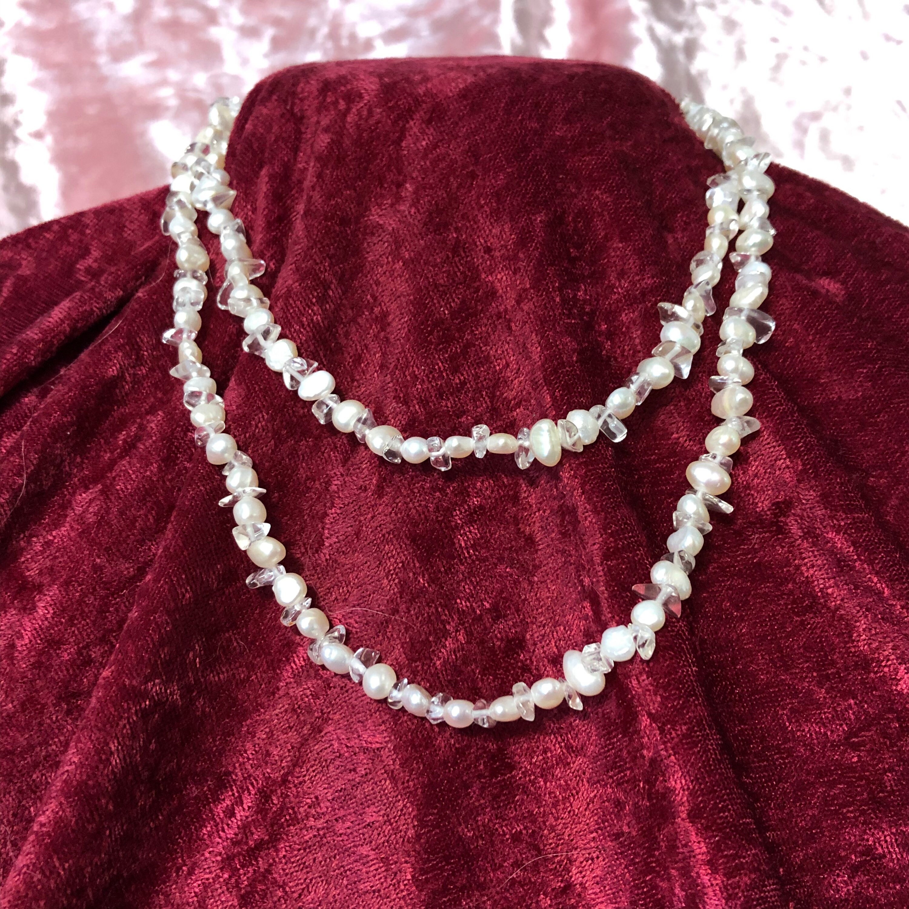 Keshi Freshwater Pearls and Quartz Crystal 35
