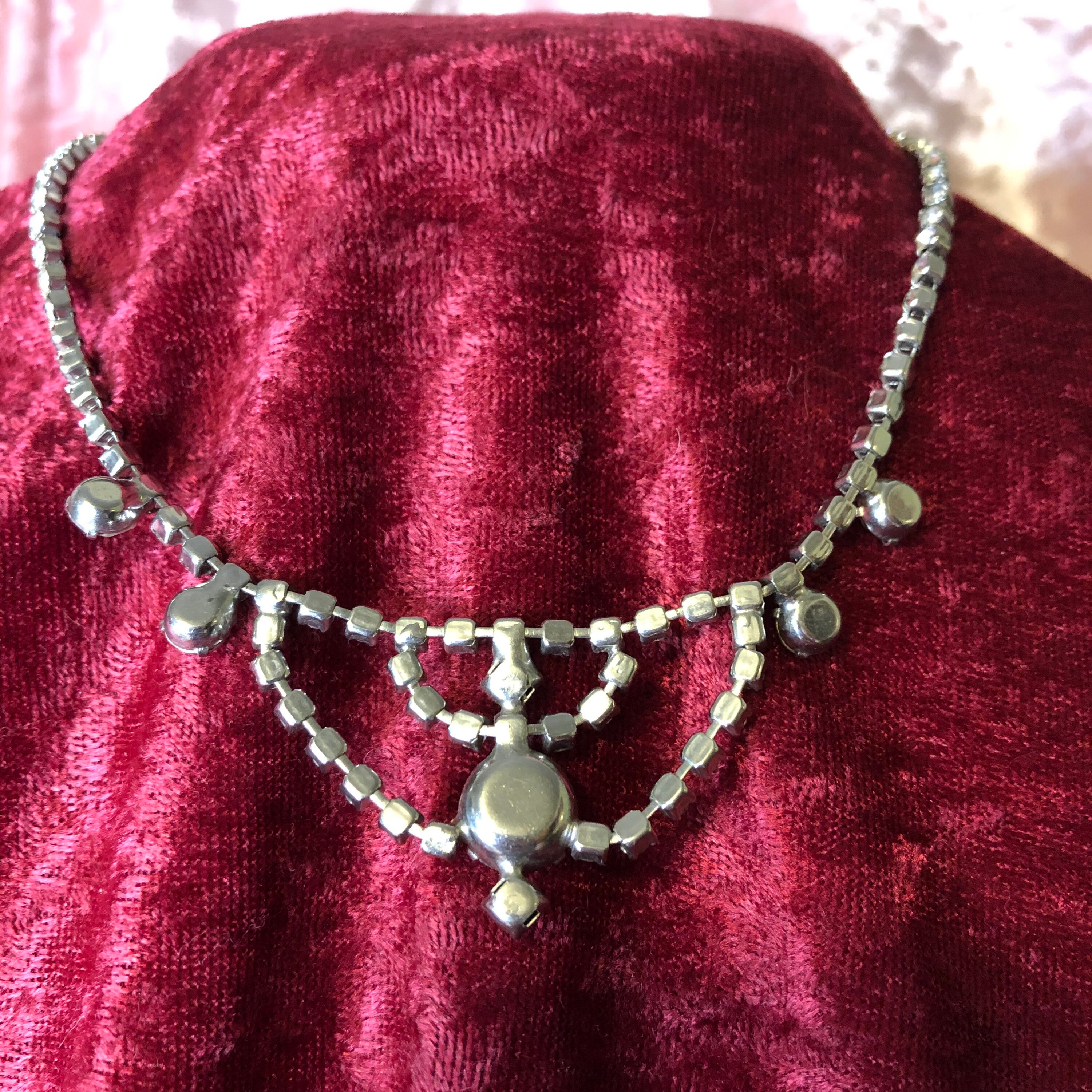 Vintage Rhinestone Princess Length Necklace 16 Crystal | Etsy