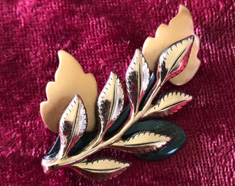 Renoir Matisse Laurel Leaf Copper Brooch - 1950’s  - Signed Jewelry - Laurel Branch