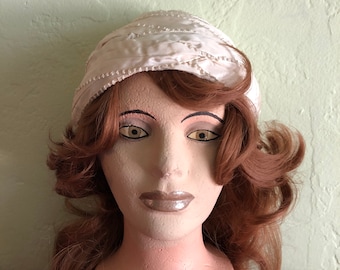 Vintage I Magnin & Company Ladies White Turban Hat -  With ORIGINAL RECEIPT