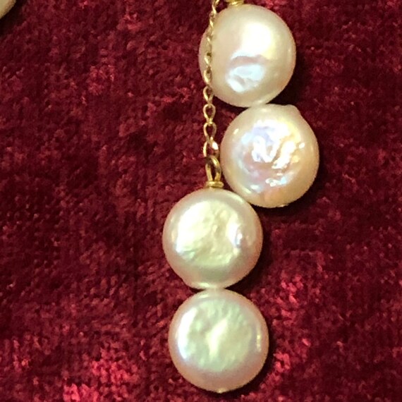 Beautiful Graded 14K Coin Pearl  Necklace and Ear… - image 5