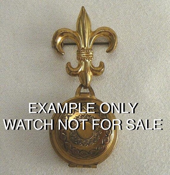 Vintage 10ct Gold European Fleur De Lis Watch Pin… - image 8