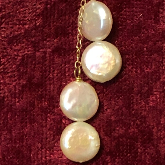 Beautiful Graded 14K Coin Pearl  Necklace and Ear… - image 4