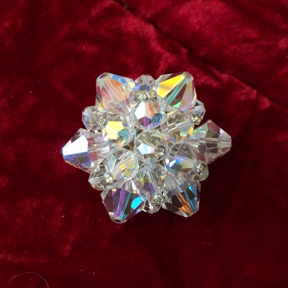 Small Mid-Century Aurora Borealis Crystal Beaded … - image 1