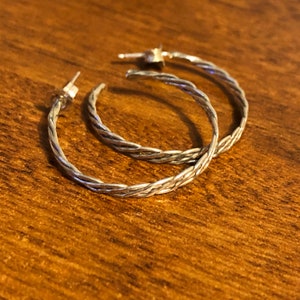 Dainty Sterling Silver Wire Wove 3/4 Hoops for Pierced Ears - Light Weight Hoops