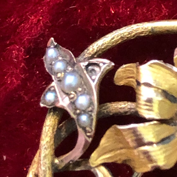 Edwardian 18k Gold Brooch with Opal, Seed Pearls,… - image 7