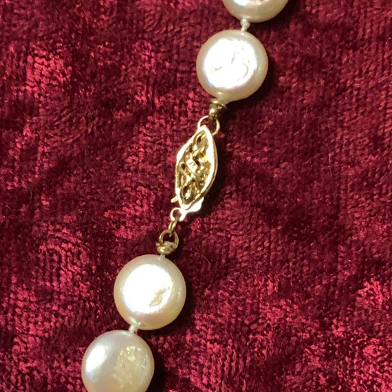 Beautiful Graded 14K Coin Pearl  Necklace and Ear… - image 8