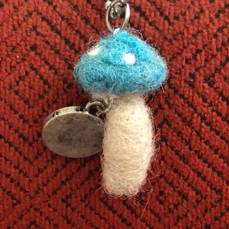 Magic Mushroom Essential Oil Diffuser Alpaca and Wool Hand Felted Woodland Pendant Necklace