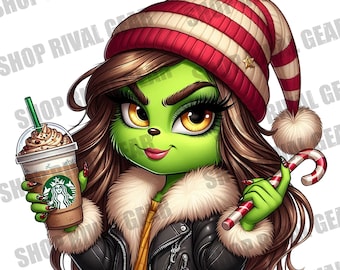 Festive Grinch Christmas Mischief in Style! PNG Hi-Resolution Digital Download