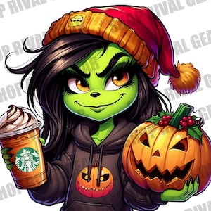 Grinch Sips & Spooks: Starbucks and Pumpkin PNG Download