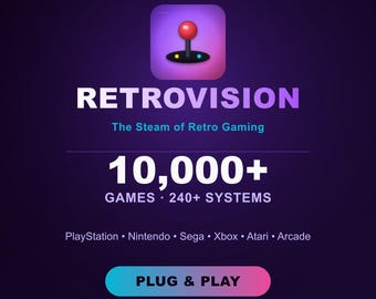 RetroVision: EmulationStation-thema + 100 emulatorsconfiguratie | Plug-and-play retrogamingbundel | Direct downloaden